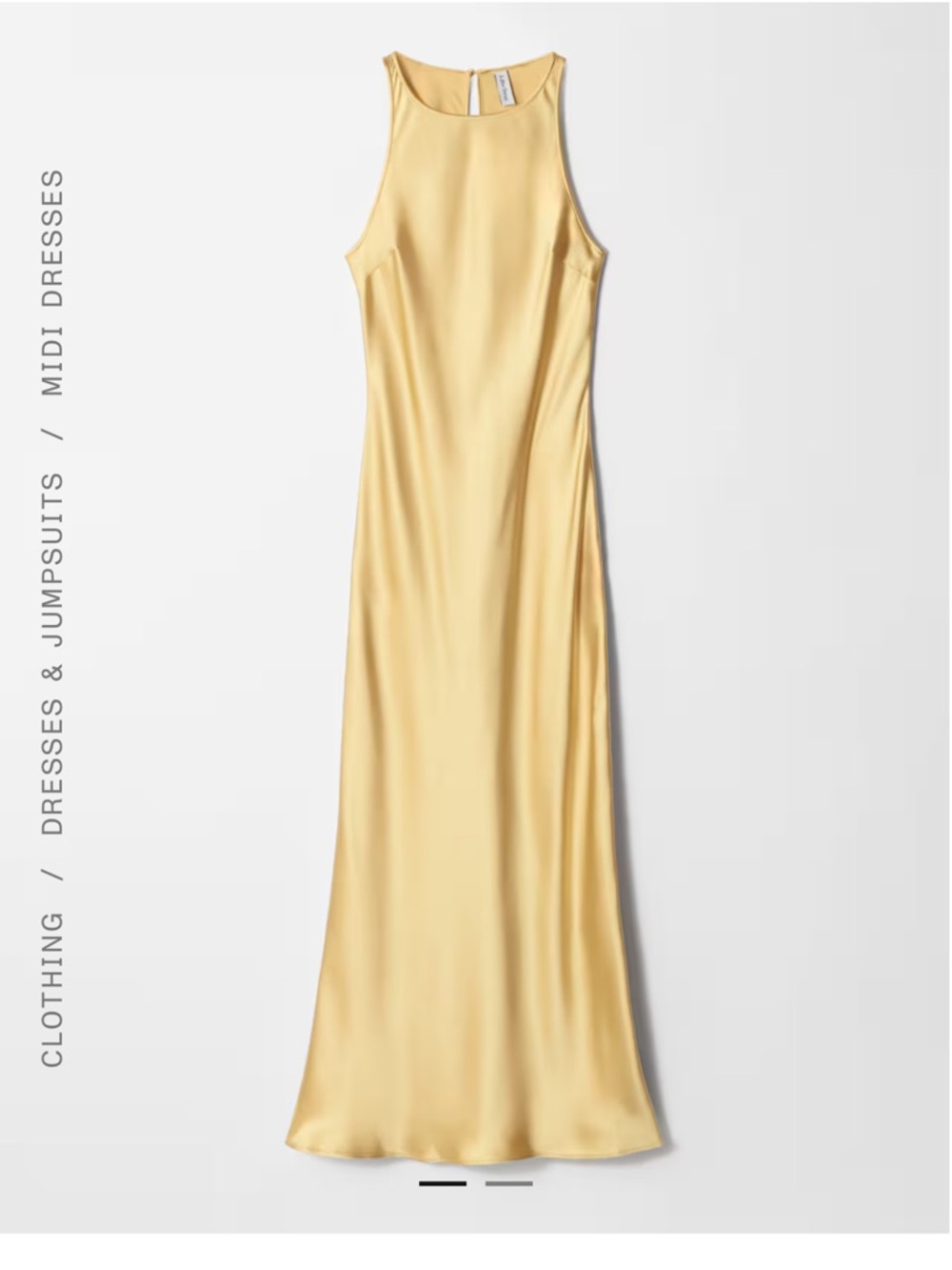 & Other Stories Sleeveless Satin Midi Dress in Soft Yellow